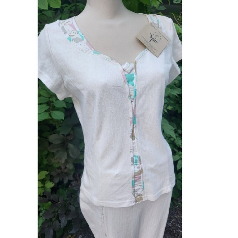 Earth Collection Women's Skirt Set Size‎ M-XXL Floral Trim ButtonFront 60s style
